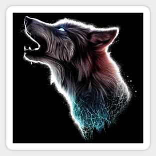 Majestic Wilderness: Intricate Wolf Head Silhouette Sticker